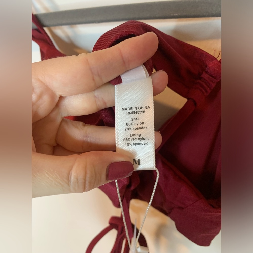 NWT Andie Swim  The Elwood Bikini Top - Gloss - Sangria - Picture 6 of 6